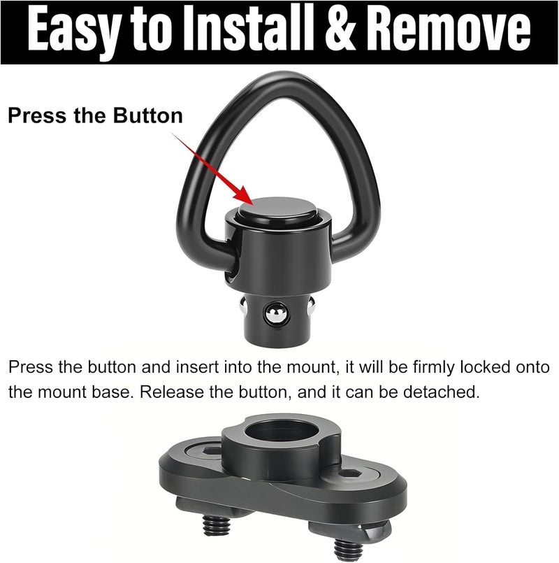 NEATABY Quick Detach Sling Swivel Attachments, Heavy Duty Button-Operated Mount, Two Point and Traditional Sling Swivel, Black - Image 5